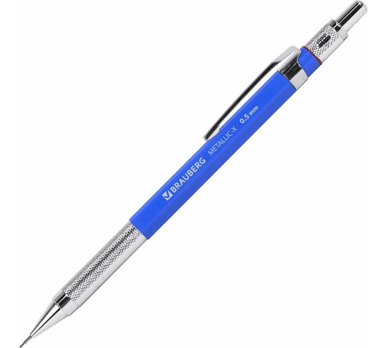 Механический карандаш BRAUBERG 0.5 мм + грифели, Hb, 24 шт., Metallic-x 05, металлические детали 181965