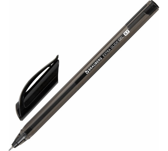 Гелевая ручка BRAUBERG Extra Glide Gel, черная, трехгранная, игольчатый наконечник 0.7 мм, линия 0.5 мм 144077