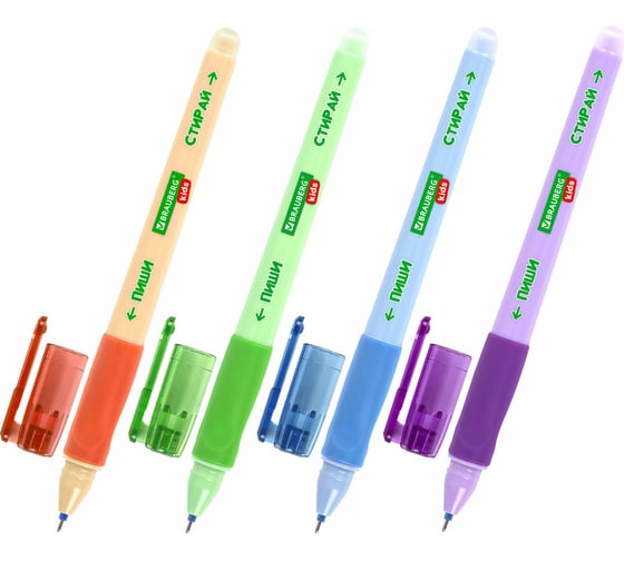 Стираемая гелевая ручка BRAUBERG Kids Restart Color, синяя, игольчатый пишущий узел 0.5 мм, линия 0.35 мм 144097 1