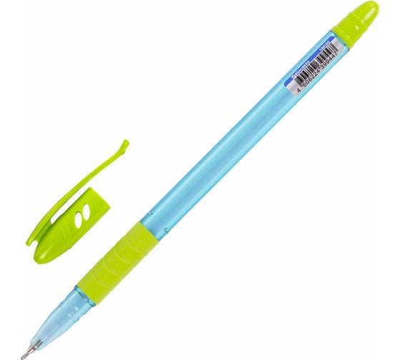 Масляная шариковая ручка BRAUBERG с грипом, Glassy Pastel Mix, синяя, корпус ассорти, линия 0.35 мм 144105