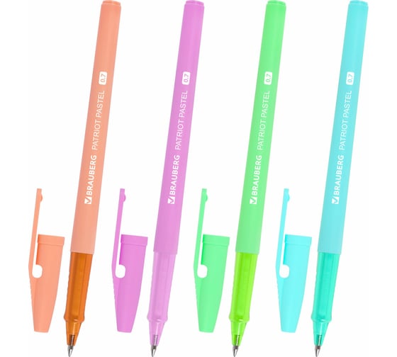 Шариковая ручка BRAUBERG Patriot Pastel, синяя, корпус ассорти, 0.7 мм, линия письма 0.35 мм 143967