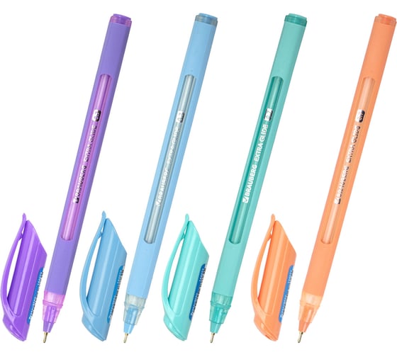 Масляная шариковая ручка Extra Glide Soft Pastel BRAUBERG, синяя, узел 0.7 мм, линия письма 0.35 мм 12 шт 144073