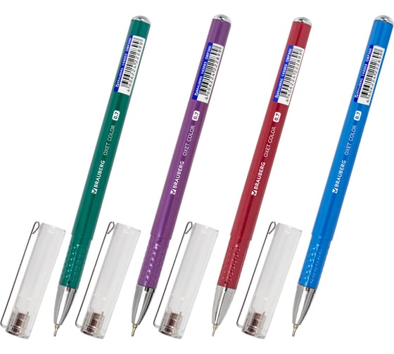 Масляная шариковая ручка BRAUBERG Oxet Color, синяя, корпус ассорти, игольчатый узел 0.7 мм, линия письма 0.35 мм 143003
