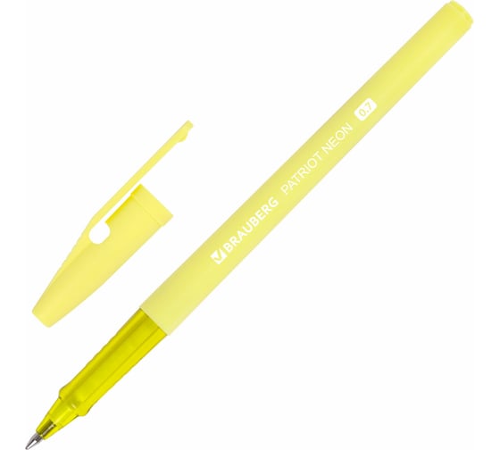 Шариковая ручка BRAUBERG Patriot Neon, синяя, корпус ассорти, 0.7 мм, линия 0.35 мм 143966