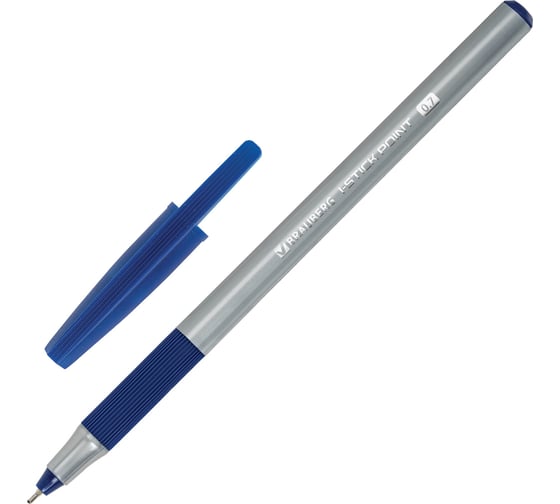 Шариковая ручка BRAUBERG с грипом, i-STICK Point, 20 шт., синяя, линия письма 0.35 мм 144024