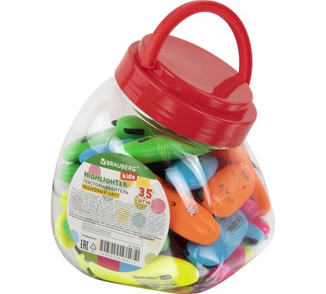 Текстовыделитель мини BRAUBERG, Kids Cute Cats Neon, ассорти, 1-5 мм 35 шт 152433