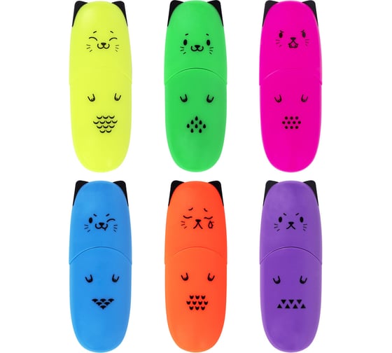 Текстовыделитель BRAUBERG мини, Kids Cute Cats Neon, ассорти, 1-5 мм 152433