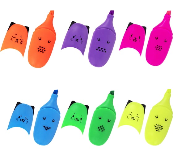 Текстовыделитель BRAUBERG мини, Kids Cute Cats Neon, ассорти, 1-5 мм 152433