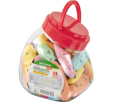 Текстовыделитель мини BRAUBERG, Kids Cute Cats Pastel, ассорти, линия 1-5 мм 35 шт 152434
