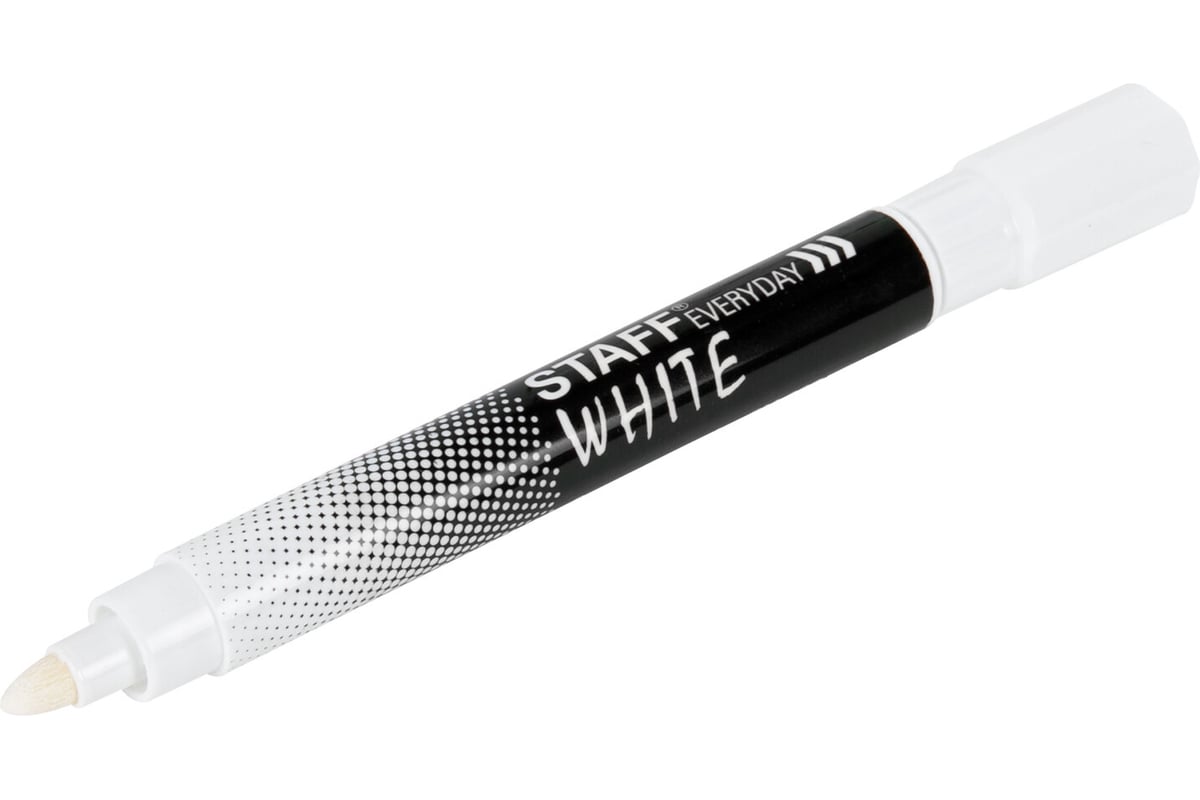 Перманентный маркер STAFF белый, Everyday Pm-200, круглый наконечник 3 ...