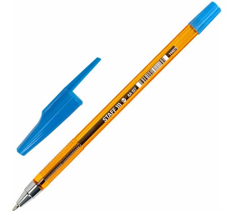 Шариковая ручка Aa-927 Orange Staff, синяя, тонированный оранжевый корпус, узел 0.7 мм, линия письма 0.35 мм 50 шт 144075