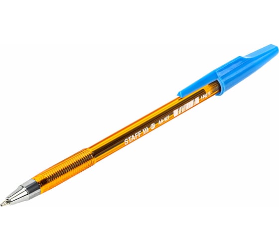 Шариковая ручка STAFF Aa-927 Orange, синяя, тонированный оранжевый корпус, узел 0.7 мм, линия письма 0.35 мм 144075