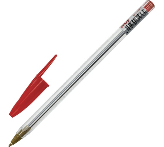 Шариковая ручка STAFF Basic Budget Bp-04 красная, линия письма 0.5 мм 143870