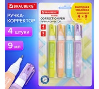 Ручка-корректор BRAUBERG 9 мл, 4 шт., Pastel 271922