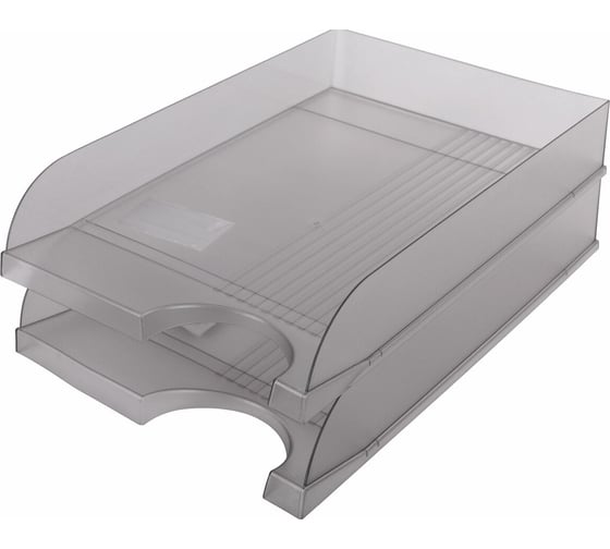 Лоток горизонтальный для бумаг BRAUBERG Standard, 350x253x65 мм, тонированный серый 238348