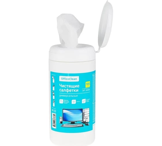 Универсальные чистящие влажные салфетки OfficeClean в тубе, плотные 325156
