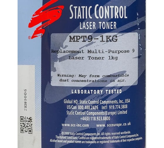 Тонер STATIC CONTROL MPT9-1KG черный, флакон 1000 гр., для принтера HP LJ Pro PM401/ P2055/P3005/P3015 1127461