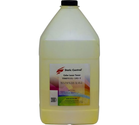 Тонер STATIC CONTROL TRMPTCOL-1KG-Y желтый, флакон 1000 гр., для принтера HP CLJCP1515/Canon MF8330 1774729