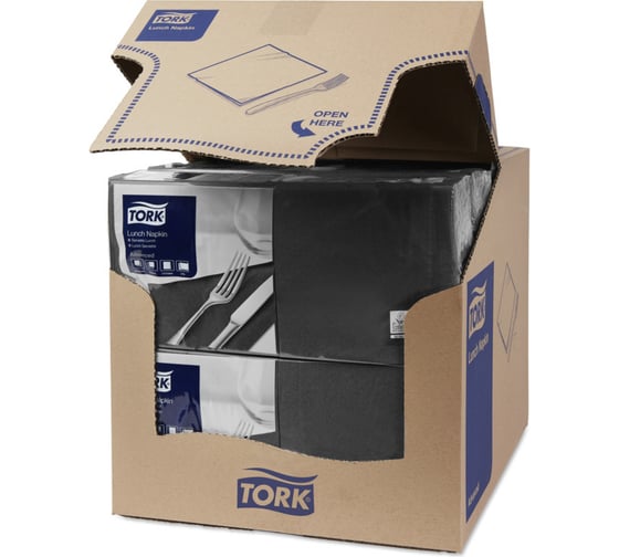 Столовые салфетки TORK арт. 477148 33х33, черные, 10 пачек в упаковке 23466