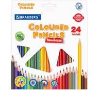 Карандаши цветные BRAUBERG трехгранные, 24 ярких цвета, Premium, комплект 880544