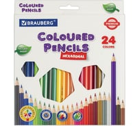 Карандаши цветные BRAUBERG классические, 24 ярких цвета, Premium, комплект 880541