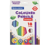 Карандаши цветные BRAUBERG классические, 18 ярких цветов, Premium, комплект 880540