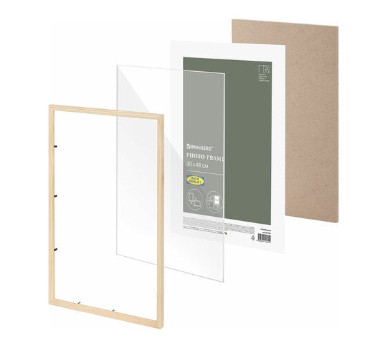 Рамка BRAUBERG 30x40 см небьющаяся, аналог Ikea, багет 12 мм, дерево, Woodray, цвет натуральный 391361