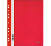 Папка-скоросшиватель Стамм пластиковый перфорированный, 10 шт в комплекте, А4, 180 мкм, красная с прозрачным верхом ММ-30923