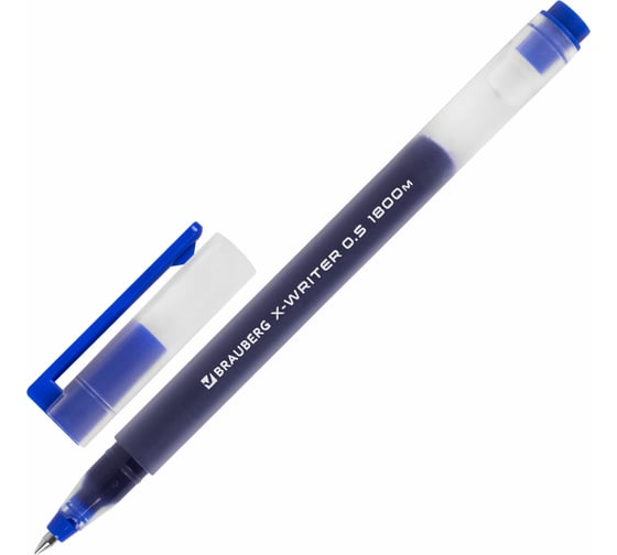 Гелевая ручка BRAUBERG X-WRITER увеличенная длина письма 1 800 м, синяя, стандартный узел 0.5 мм 144134 1