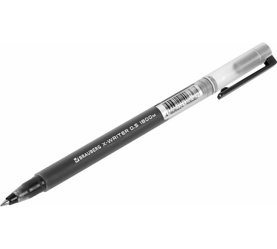 Гелевая ручка BRAUBERG X-WRITER увеличеннаяд лина письма 1 800 м, черная, стандартный узел 0.5 мм 144135