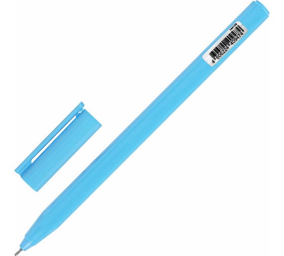 Шариковая ручка BRAUBERG Trios Blue, синяя, трехгранная, корпус голубой, игольчатый узел 0.7 мм, линия 0.5 мм 24 штуки 144158