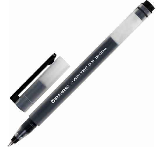 Гелевые ручки BRAUBERG X-WRITER увеличенная длина письма 1 800 м, черные, 10 шт., стандартный узел 0.5 мм 144138