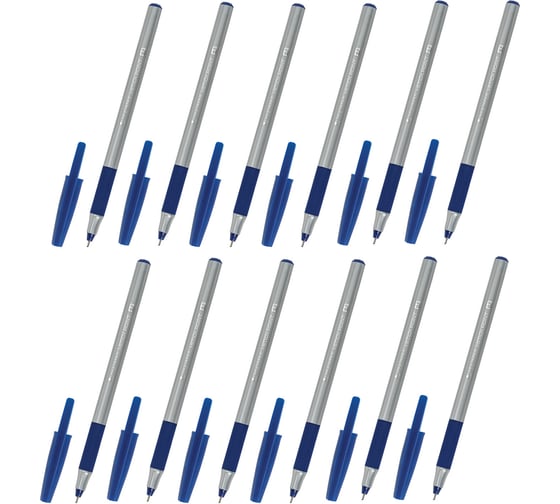 Шариковые ручки с грипом BRAUBERG i-STICK Point, 10+2 шт., синие, линия письма 0.35 мм 144025 1