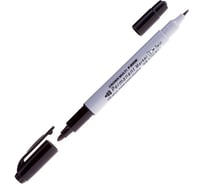 Маркер перманентный двухсторонний Crown Multi Marker Twin черный, пулевидный, 2/1 мм P-800W