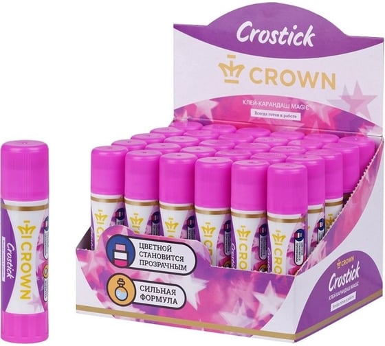 Клей-карандаш Crown Indicator 08г с цветным индикатором ПВП CG-8M 1