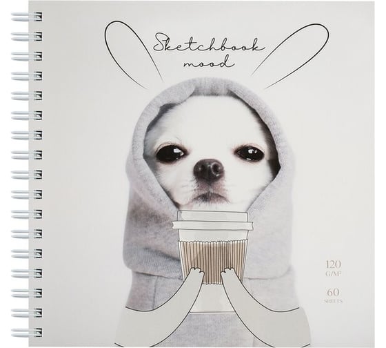 Скетчбук MESHU 60л. 150х150 Puppy на гребне выб. лак soft-touch MS44868 MS_44868 1