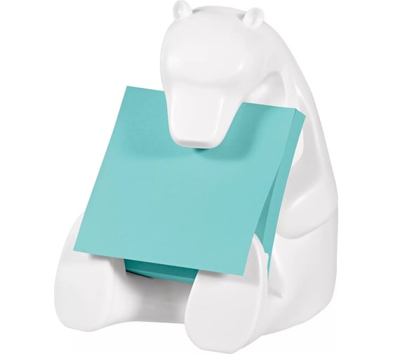 Диспенсер для Z-стикеров Post-it Медведь + Z-стикеры Super Sticky, 76х76 мм, 90 л., голубой неон PEFC 7100137125