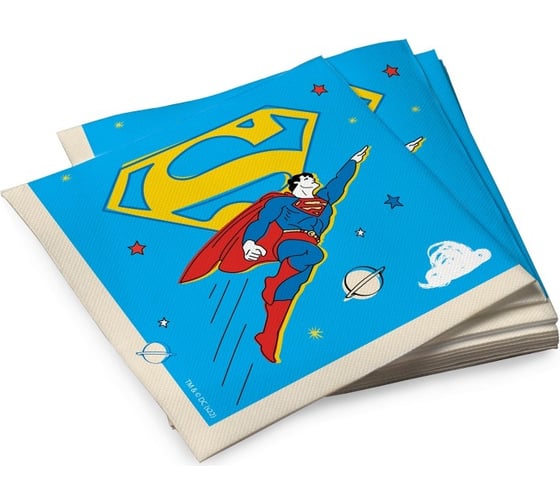 Салфетки бумажные ND Play Superman трехслойные желтый лого 33x33 см 20 шт 303417