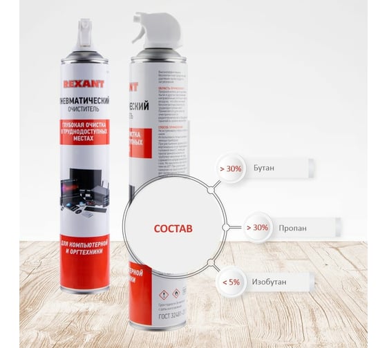 Пневматический очиститель REXANT DUST OFF 720 мл, аэрозоль 85-0001-2