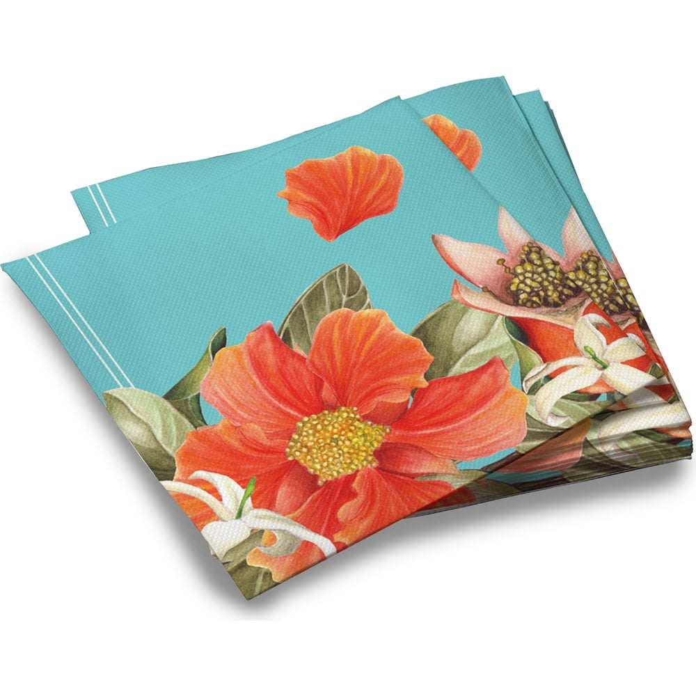 Салфетки бумажные трехслойные Гранат на бирюзовом 33x33см 20шт ND Play ...