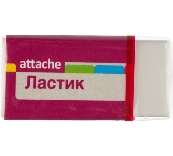 Ластик Attache 40x19x10 мм, синтетический каучук, картонный держатель, белый, Россия 1328300