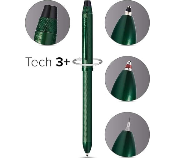 Многофункциональная ручка Cross Tech3+ - Midnight Green M, BL+R AT0090-24
