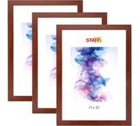 Рамка Staff 21x30 см со стеклом, комплект 3 шт, багет 18 мм МДФ, Grand, цвет итальянский орех 391332