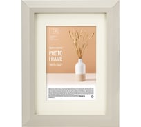 Рамка BRAUBERG 15x21 см с паспарту 10x15 см небьющаяся, аналог Ikea, багет 26 мм, Мдф, Zool, серая 391375