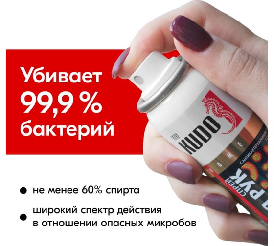 Спрей для рук с анибактериальным эффектом KUDO 75 мл KU-H501