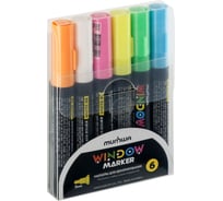 Набор меловых маркеров Munhwa Window для декора по стеклу доскам штендерам 6цв. WM 6 WM-6