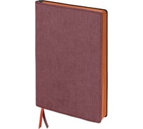 Блокнот BRAUBERG Tweed А5 148x213 мм, 112 л, под ткань, линия, бордовый, 110963