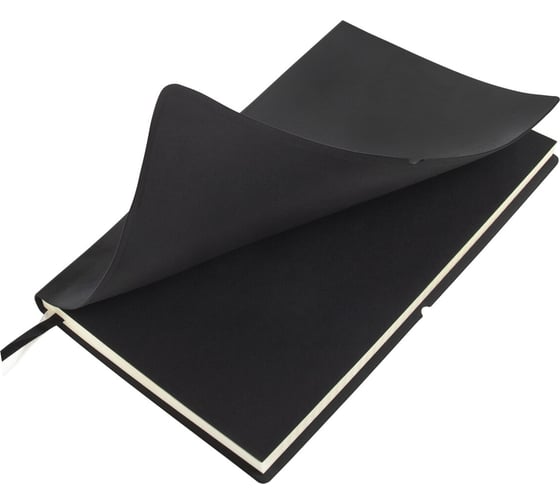 Блокнот BRAUBERG Black Jack А5 148х218 мм, 128 л, гладкий кожзам, резинка, клетка, черный, 125240