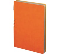 Блокнот BRAUBERG NEBRASKA А5 140x200 мм, 112 л, гибкий кожзам, ручка, линия, оранжевый, 110951