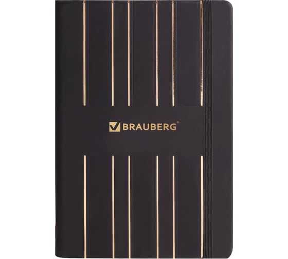 Блокнот BRAUBERG А5 135x205 мм, Touch, 112 л, гладкий кожзам, линия, черный, 110969